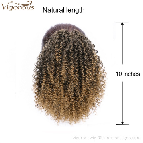 Vigorous Messy Hairpieces Afro Kinky Curly Hair Extension for Women Synthetic Short Drawstring Ponytail Hairpiece